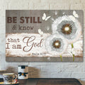 Dandelion And Butterflies - Be Still And Know That I Am God - Bible Verse Canvas - Scripture Canvas Wall Art