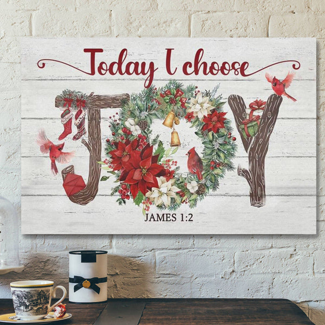 God Canvas Prints - Jesus Canvas Art - Today I Choose Joy Christmas Wall Art Canvas Christian Christmas Gifts 