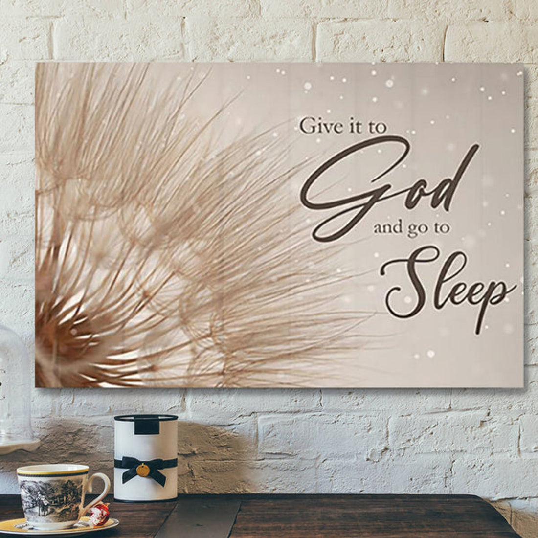 Give It To God And Go To Sleep Canvas Wall Art - Christian Canvas Prints For Bedroom 