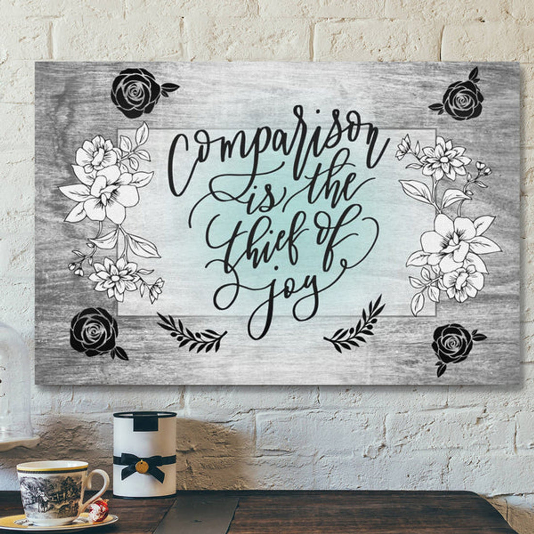 Bible Verse Canvas - Comparison Is The Thief Of Joy Christian Canvas Wall Art - Scripture Canvas Wall Art 