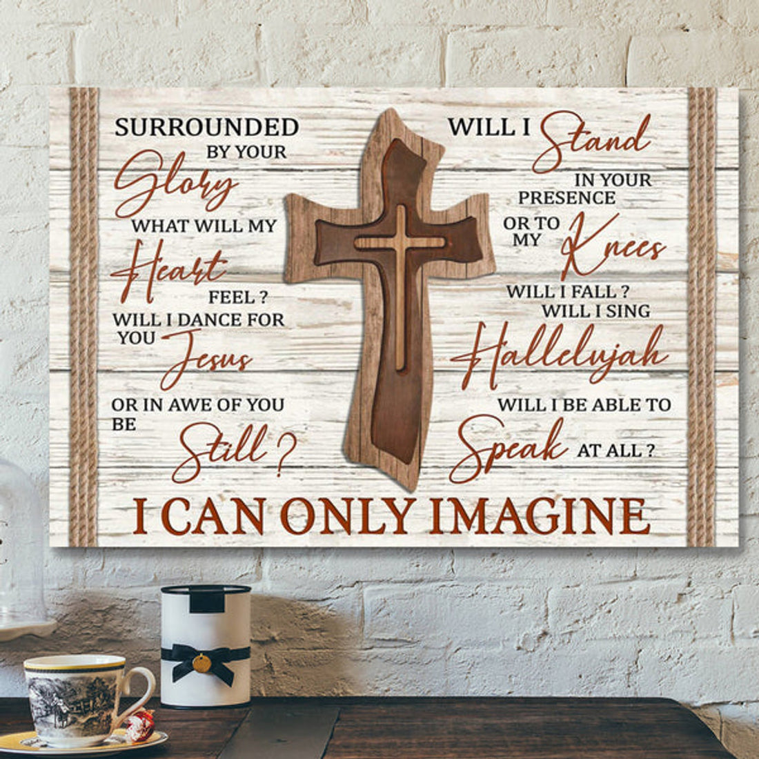 Bible Verse Canvas - Wooden Cross Canvas - I Can Only Imagine Canvas Wall Art - Scripture Canvas Wall Art 