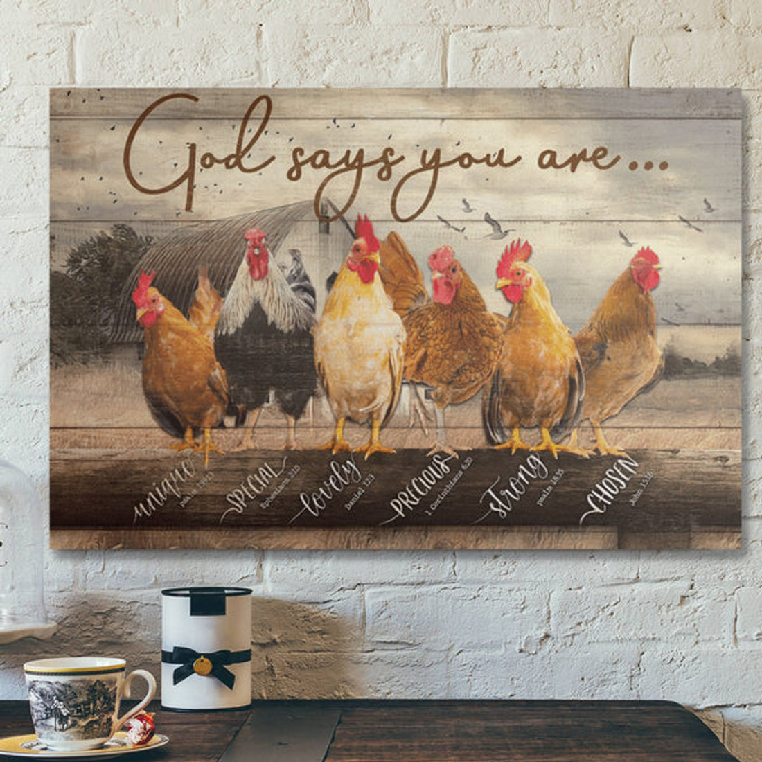 Bible Verse Wall Art Canvas - Chicken - God Says You Are 4 Canvas 