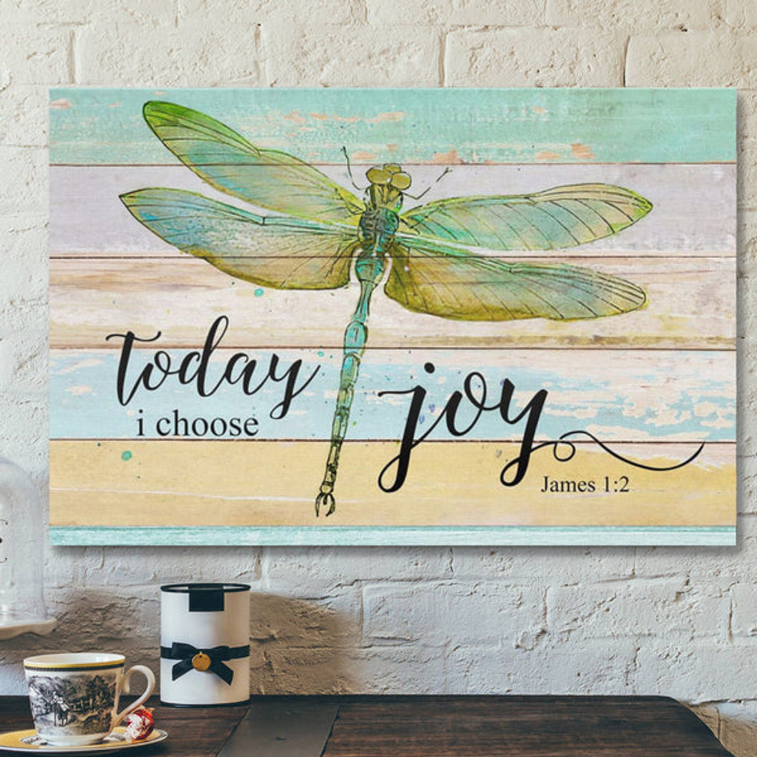 Bible Verse Canvas - Today I Choose Joy James 12 Dragonfly Canvas Wall Art - Scripture Canvas Wall Art 