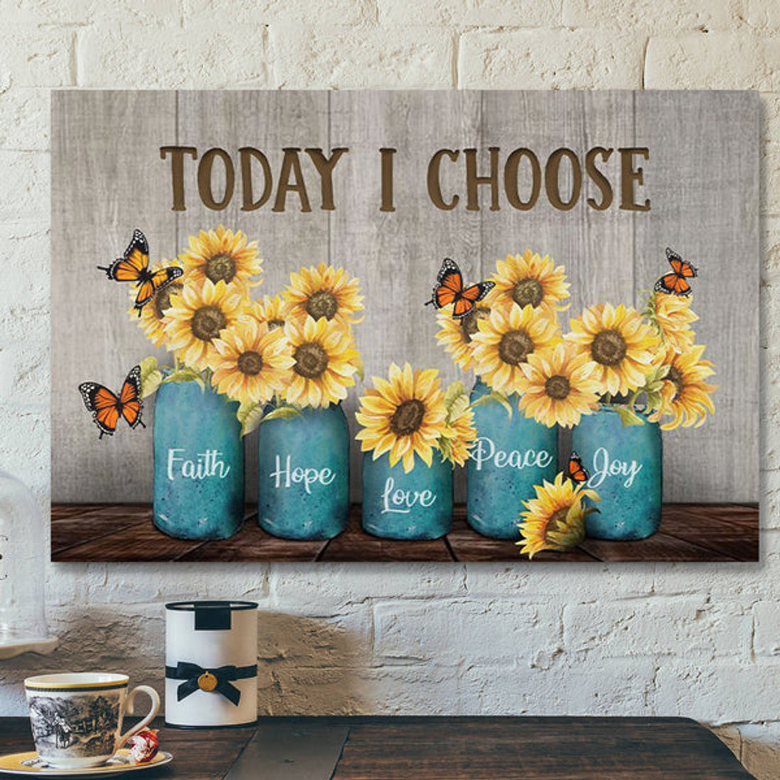 God Canvas - Bible Verse Canvas - Today I Choose Faith - Beautiful Sunflower Jesus Canvas - Scripture Canvas 