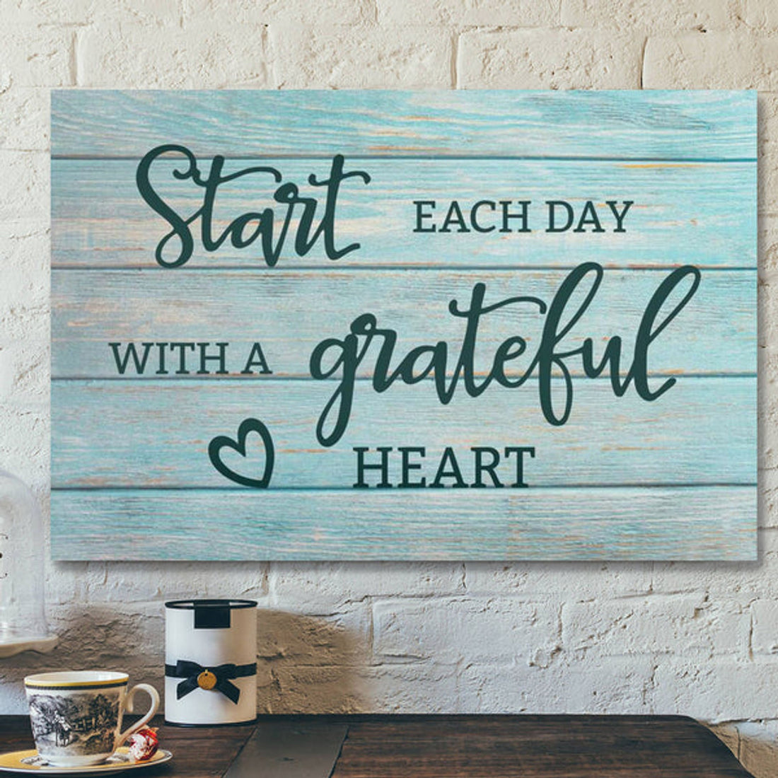 God Canvas Prints - Jesus Canvas Art - Start Each Day With A Grateful Heart Canvas Wall Art - Christian Wall Art 