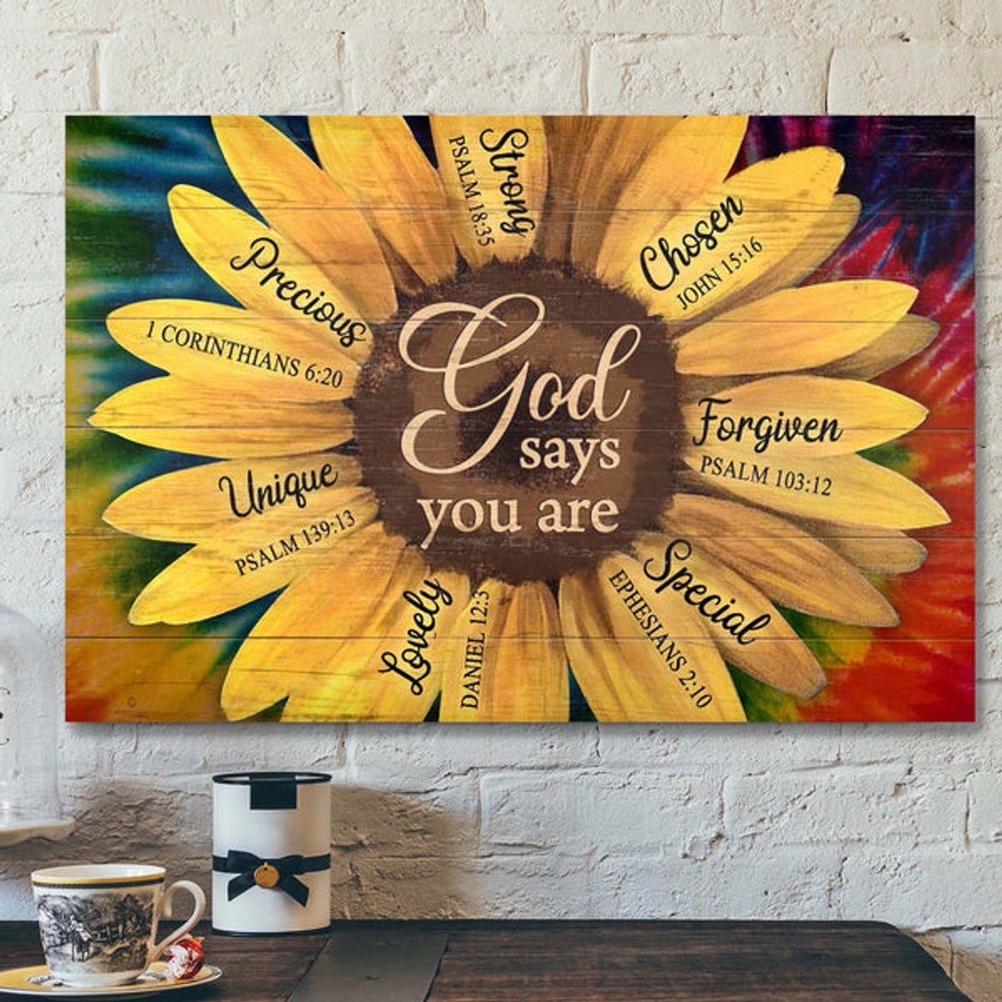 Great Sunflower - God Says You Are Canvas Wall Art - Bible Verse Canvas - Scripture Canvas Wall Art 