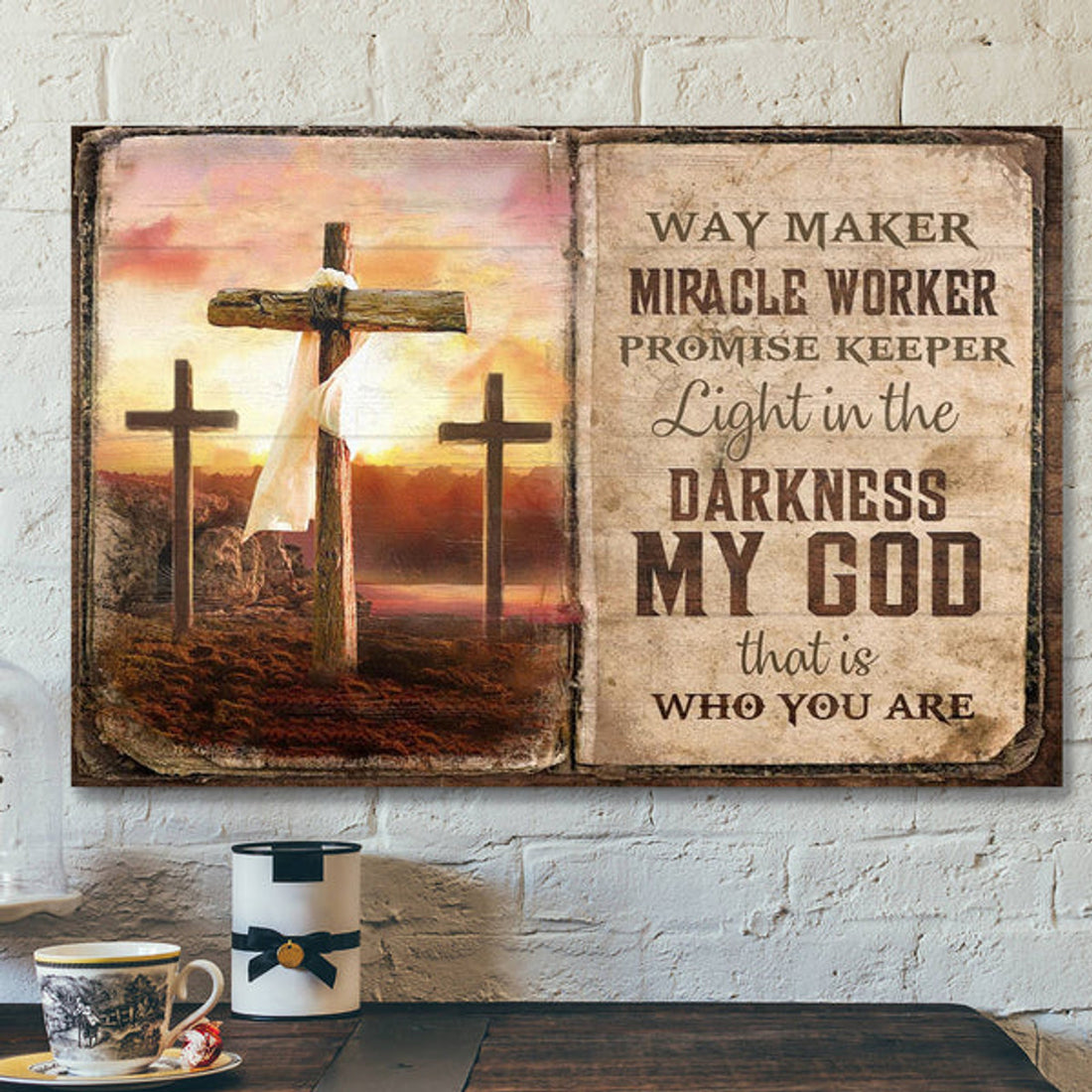 Christian Canvas Wall Art - The Old Rugged Crosses - Sunset Painting - My God Is The Light In The Darkness 