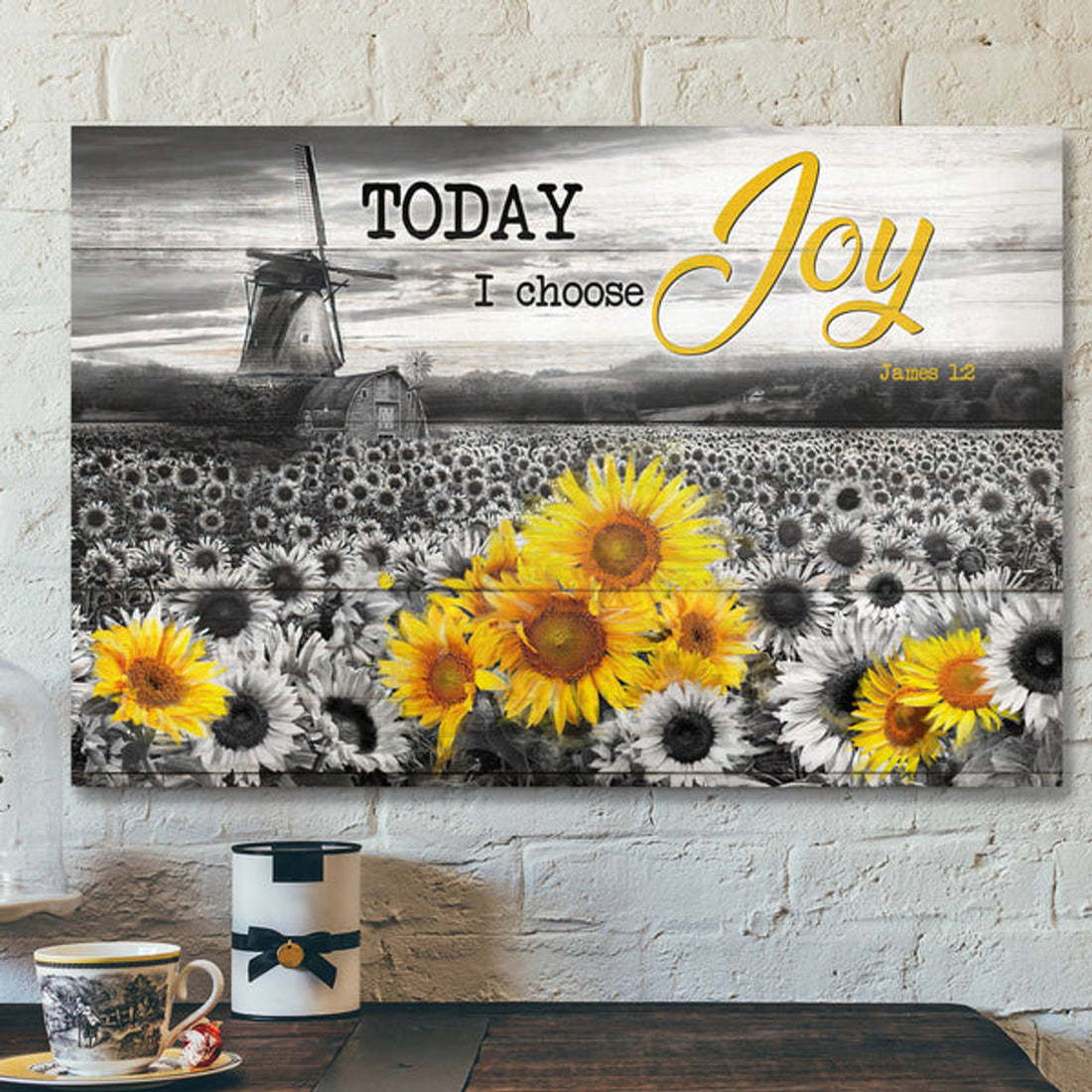 Color Pop Sunflower - Today I Choose Joy Canvas Wall Art - Bible Verse Canvas - Scripture Canvas Wall Art 
