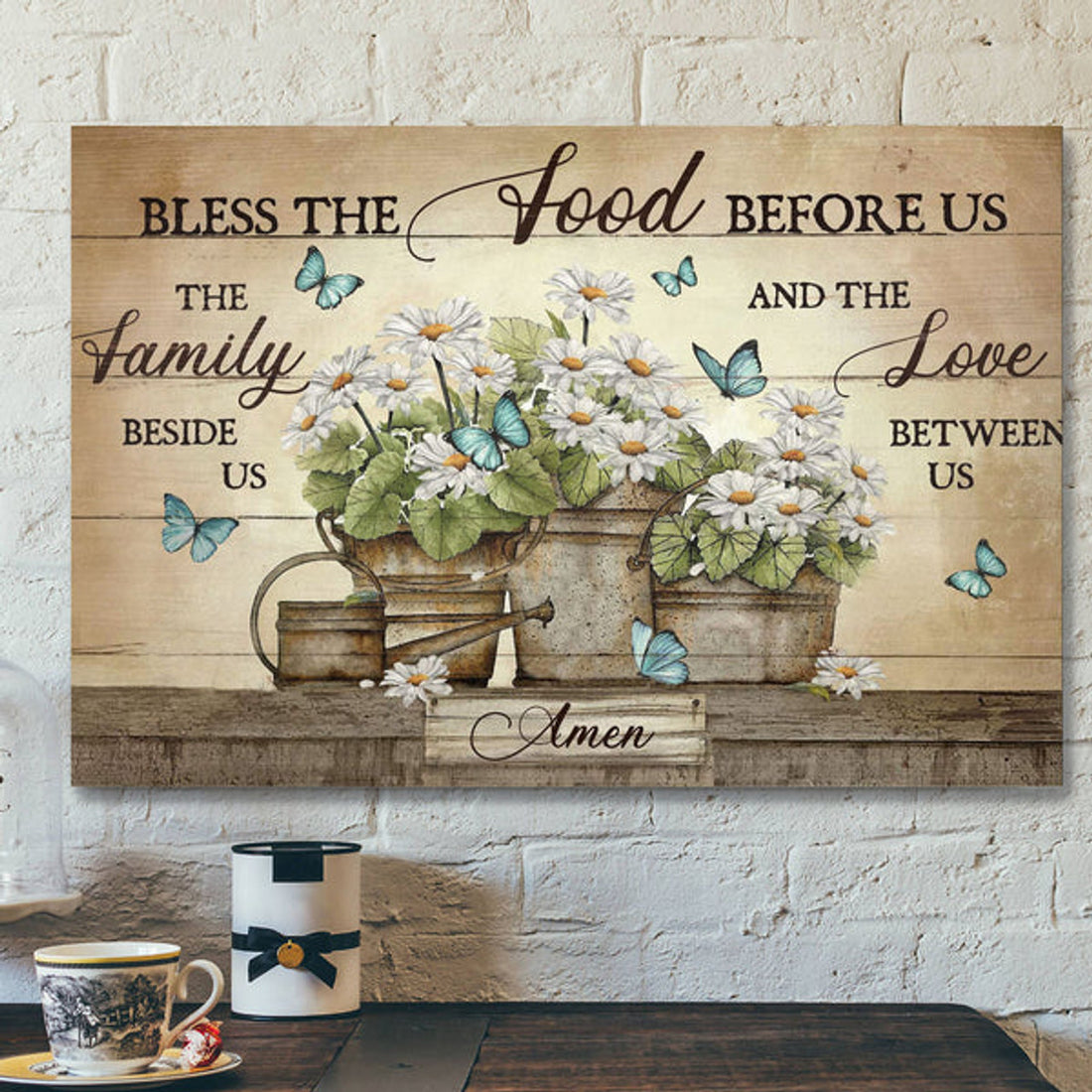 Bless The Food Before Us The Family Beside Us - Bible Verse Canvas - Scripture Canvas Wall Art 