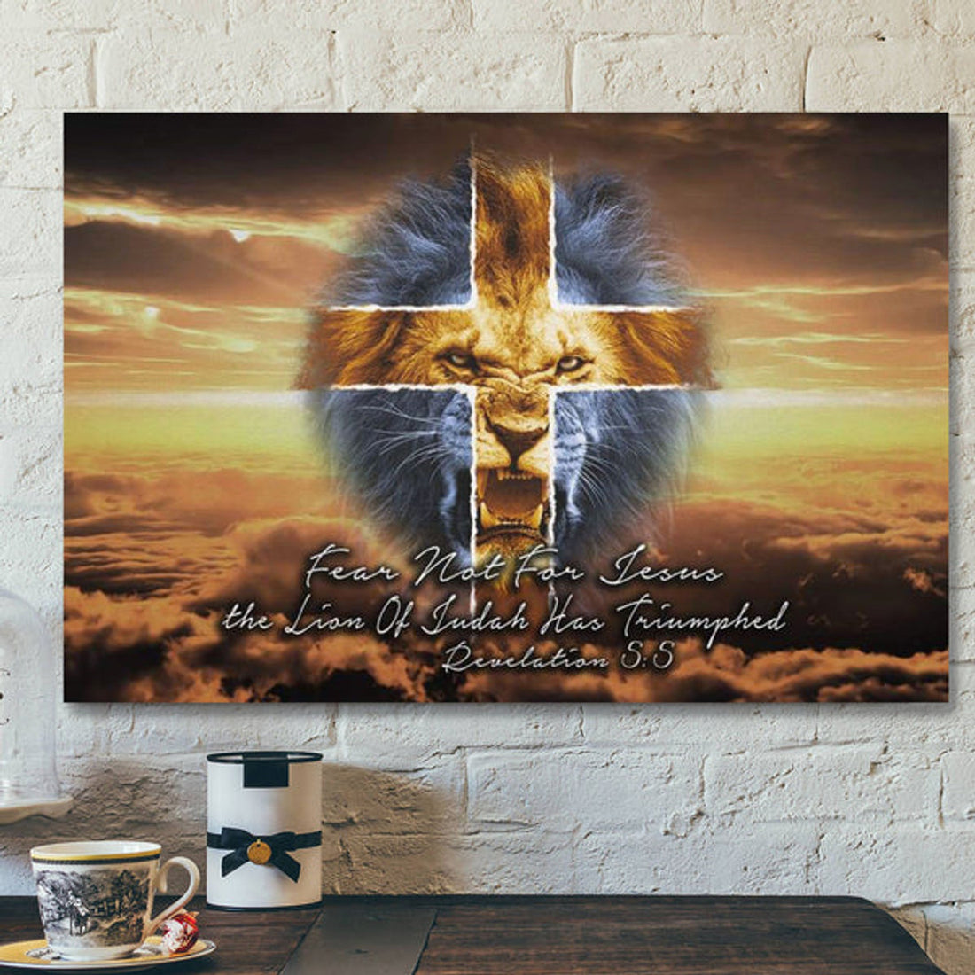 God Canvas Prints - Jesus Canvas Art - Bible Verse Wall Art Revelation 55 Fear Not For Jesus The Lion Of Judah Has Triumphed 