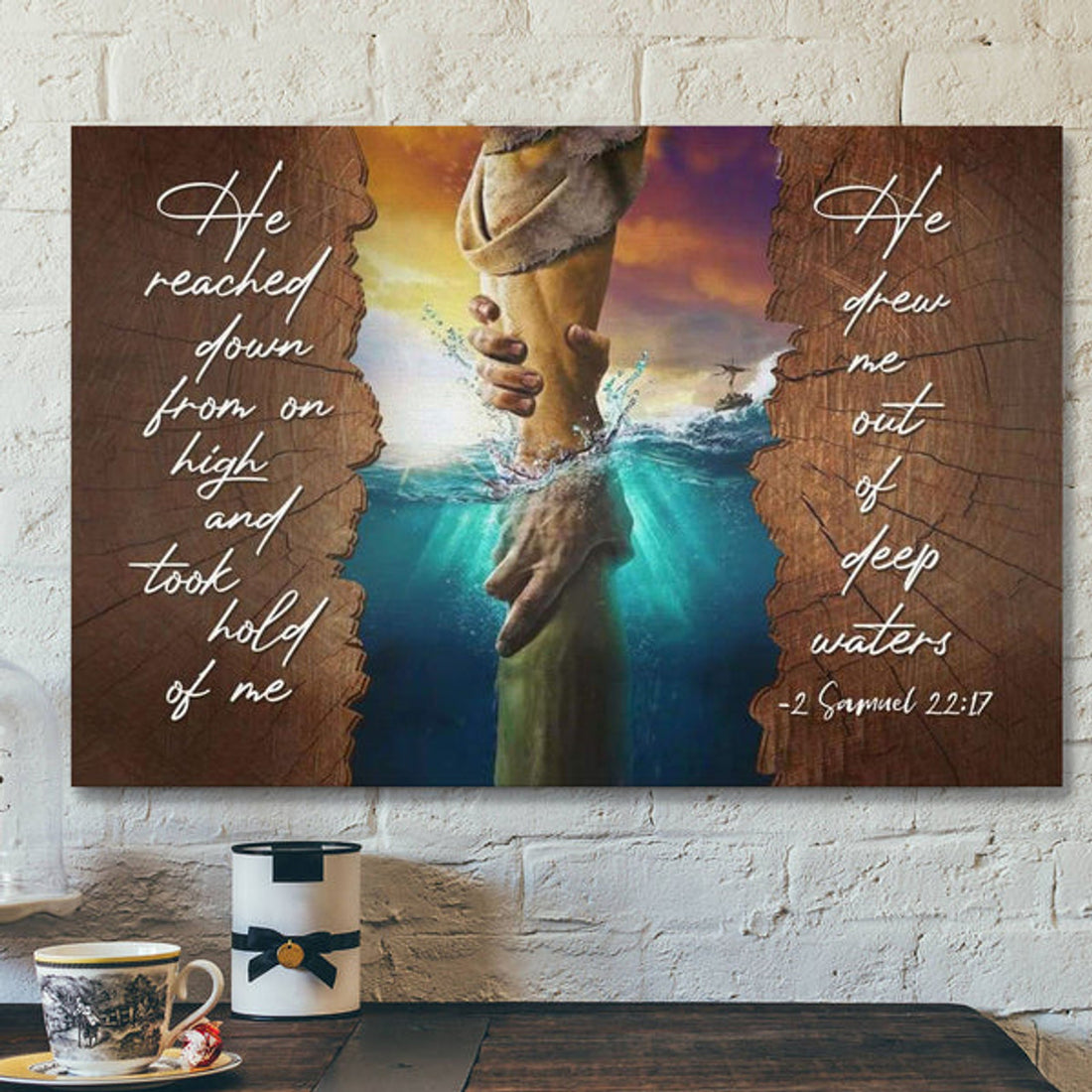 God Canvas Prints - Jesus Canvas Art - He Reached Down From On High 2 Samuel 2217 Bible Verse Wall Art Canvas 