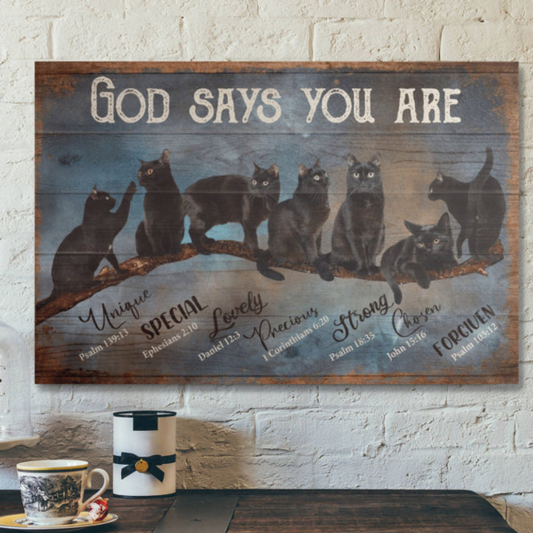 Bible Verse Wall Art Canvas - Black Cat - God Say You Are Amazing Canvas