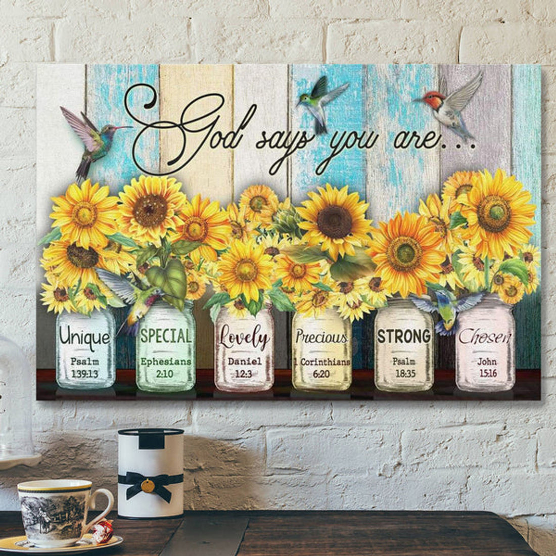 God Canvas Prints - Jesus Canvas Art - God Says You Are Hummingbird Sunflower Christian Wall Art Canvas