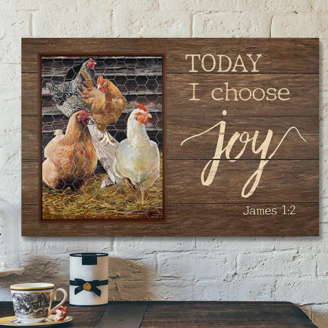 Chicken Family - Today I Choose Joy Canvas Wall Art - Bible Verse Canvas - Scripture Canvas Wall Art