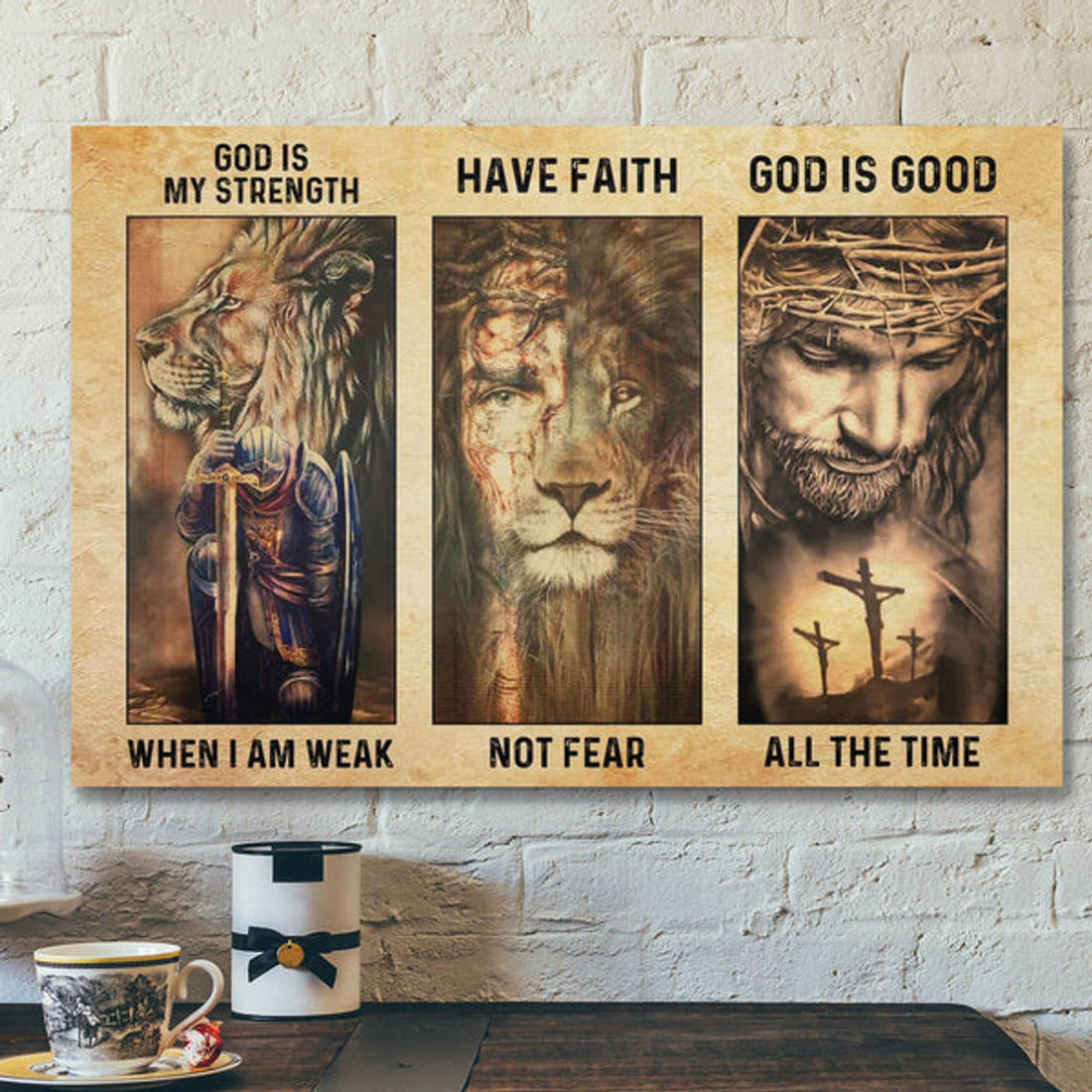 Bible Verse Canvas - Have Faith And Strength God Is Good Canvas Wall Art - Scripture Canvas Wall Art