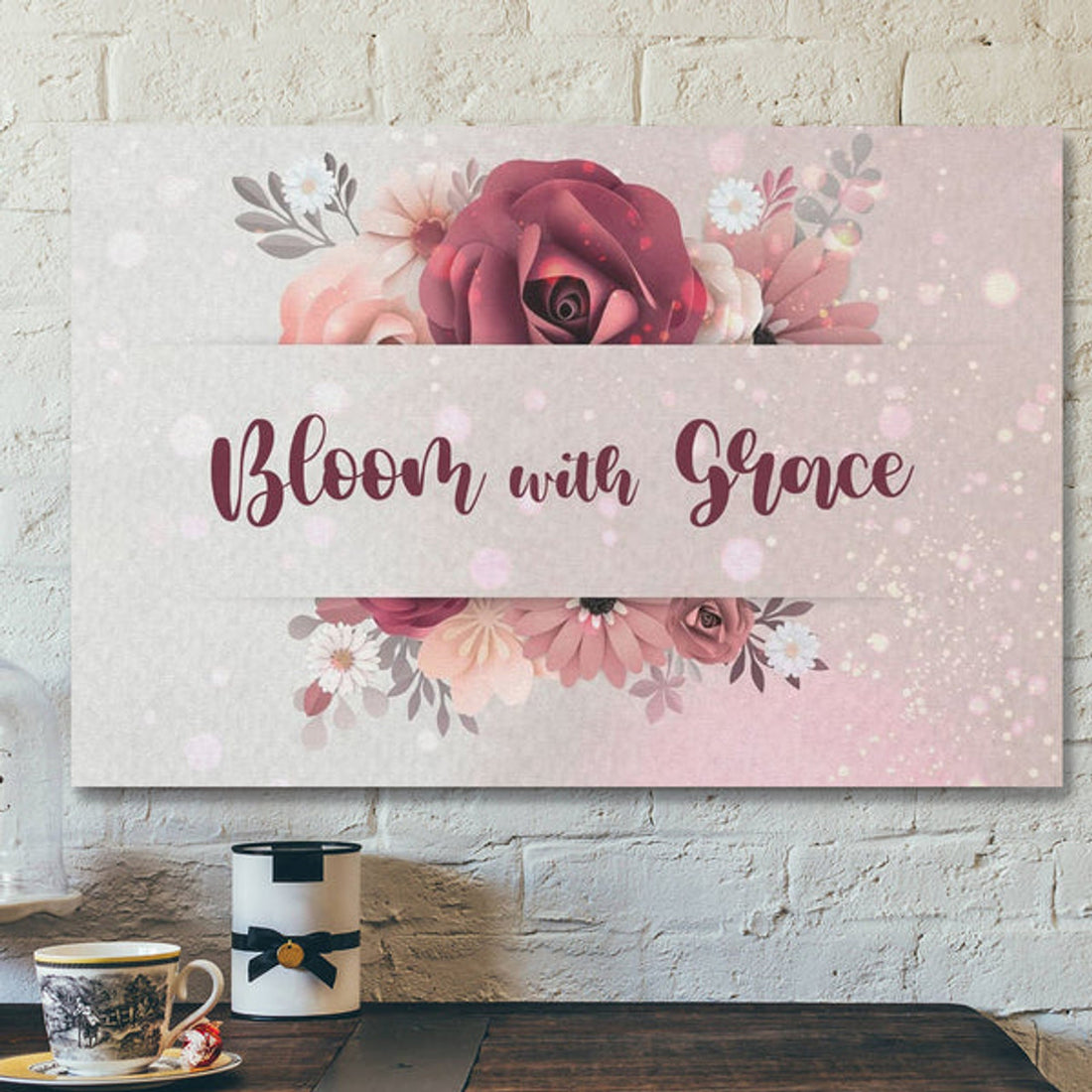 Bible Verse Canvas - Bloom With Grace Canvas Wall Art Canvas Wall Art - Scripture Canvas Wall Art