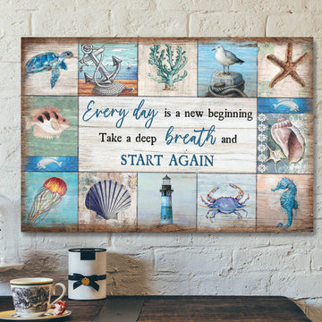 The Sea - Everyday Is A New Beginning Canvas Wall Art - Bible Verse Canvas - Scripture Canvas Wall Art