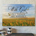 Bible Verse Canvas - Matthew 1926 With God All Things Are Possible Landscape Wall Art - Scripture Canvas Wall Art