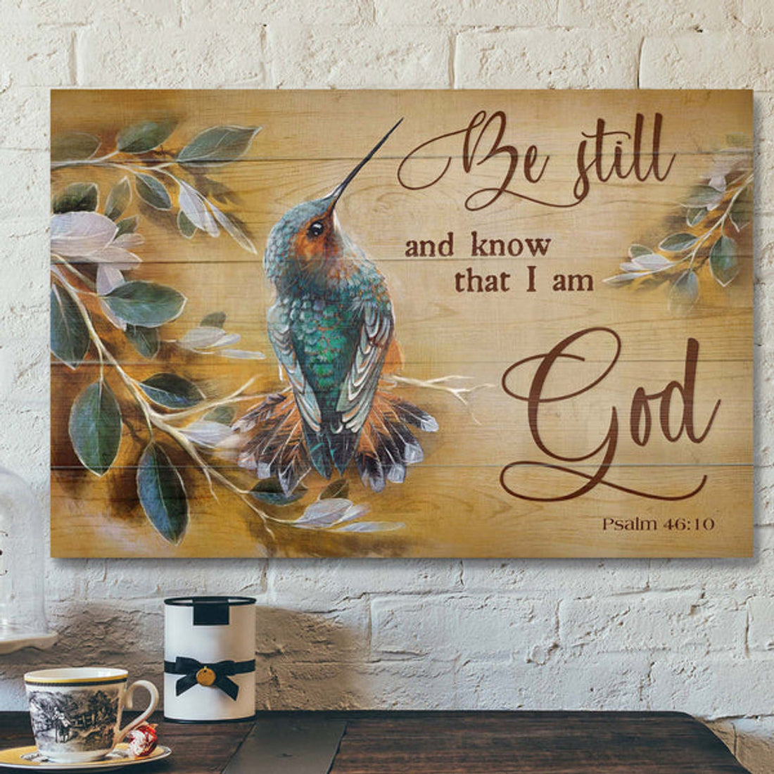 Hummingbird - Be Still And Know That I Am God Canvas Wall Art - Bible Verse Canvas - Scripture Canvas Wall Art