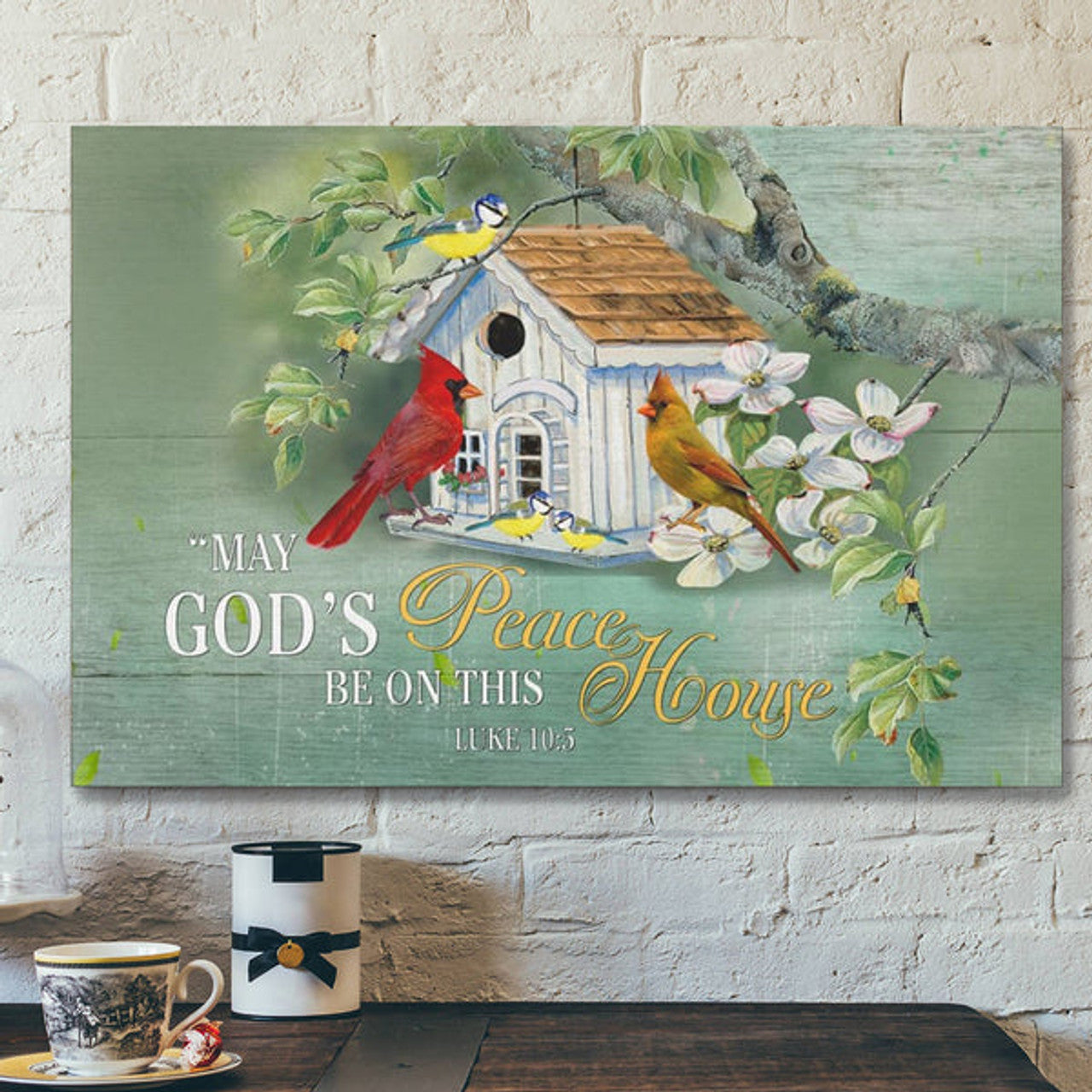 Bible Verse Canvas - Luke 105 May Gods Peace Be On This House Canvas Wall Art - Scripture Canvas Wall Art