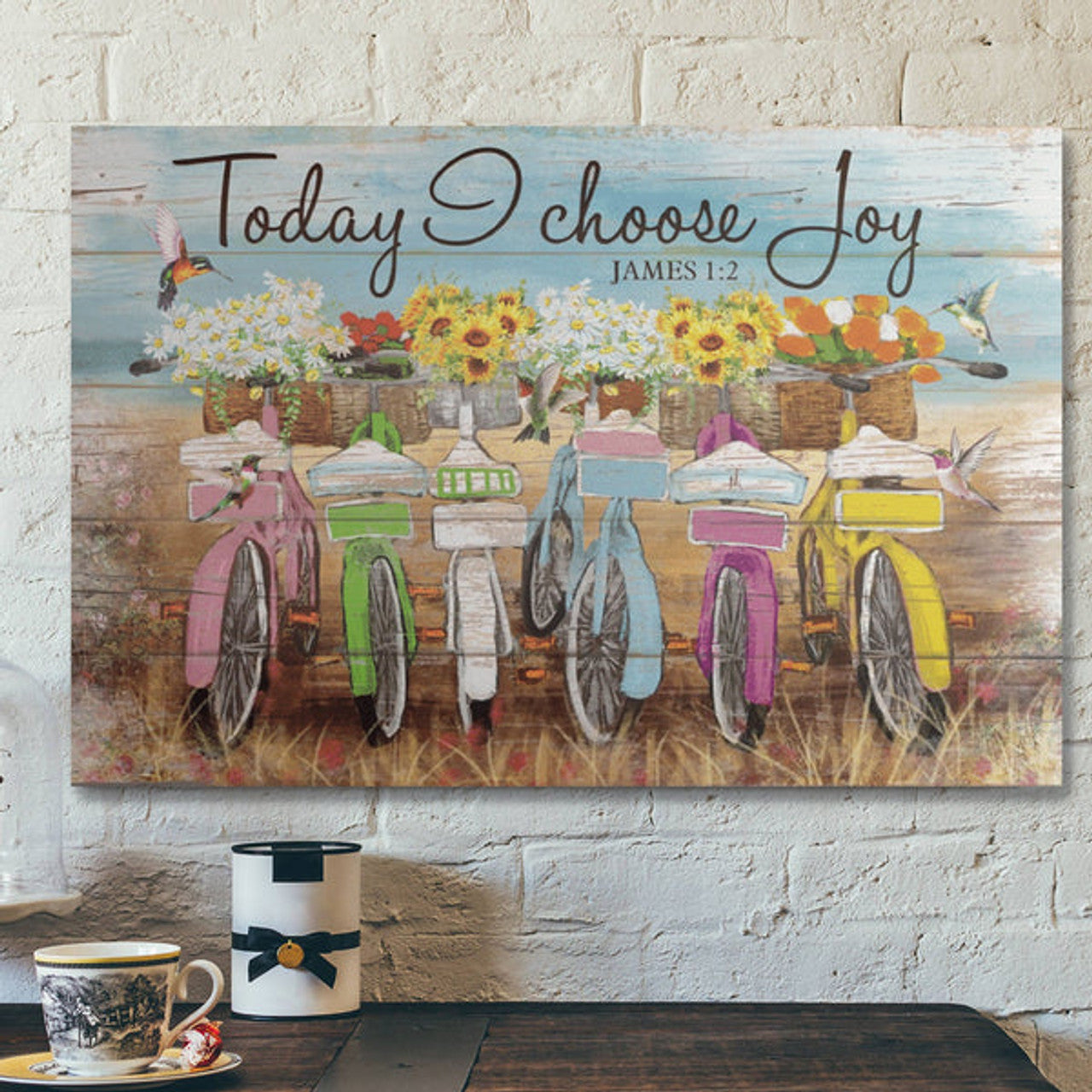 Bible Verse Wall Art Canvas - Bicycle - Today I Choose Joy Canvas
