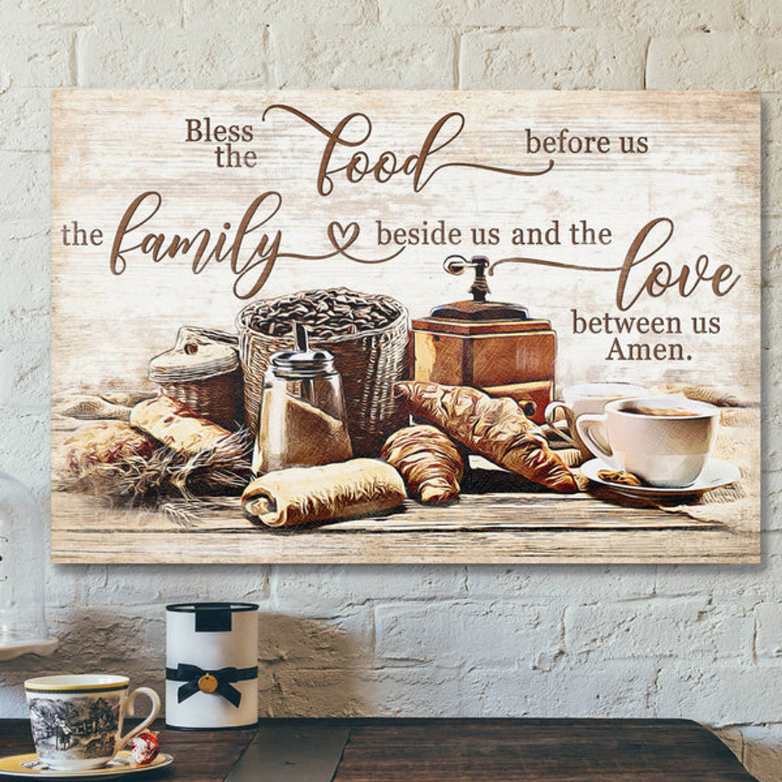 Bless The Food Before Us - The Love Between Us - Bible Verse Canvas - Scripture Canvas Wall Art