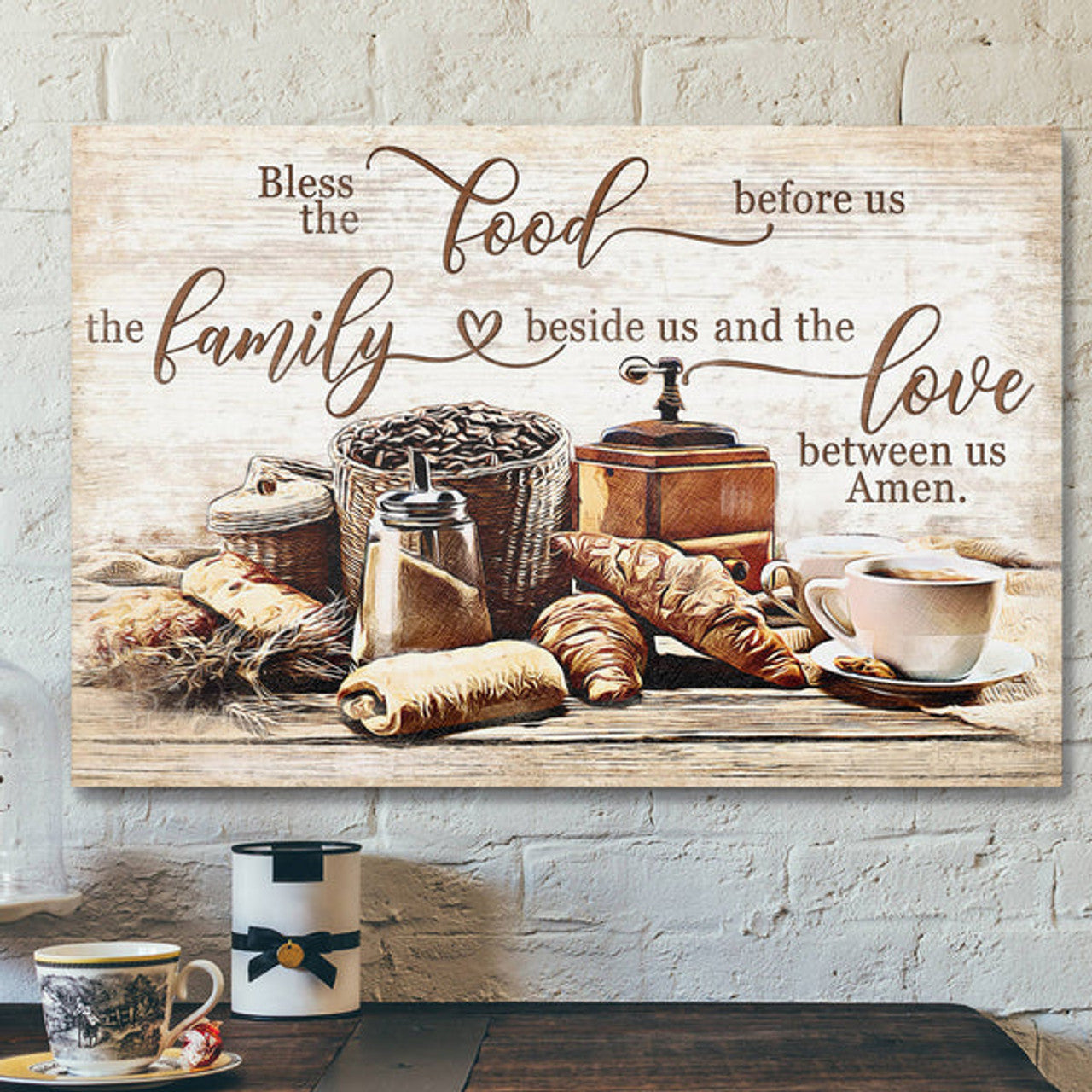 Bless The Food Before Us - The Love Between Us - Bible Verse Canvas - Scripture Canvas Wall Art