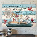Cardinal Canvas - Start Each Day With Grace And Gratitude Canvas Wall Art - Bible Verse Canvas