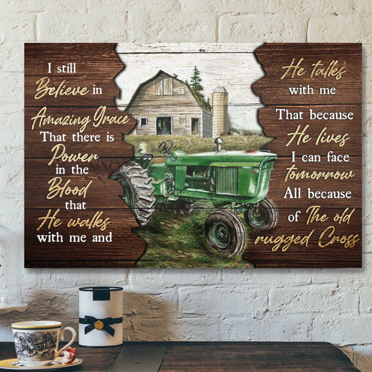 Farm Tractor - I Still Believe In Amazing Grace - Bible Verse Canvas - Scripture Canvas Wall Art