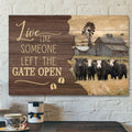 White Face Angus Cattle - Live Like Someone Left The Gate Open - Bible Verse Canvas - Scripture Canvas Wall Art