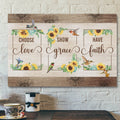 Bible Verse Canvas - Choose Love Show Grace Have Faith Hummingbird Sunflower Wall Art Canvas - Scripture Canvas Wall Art