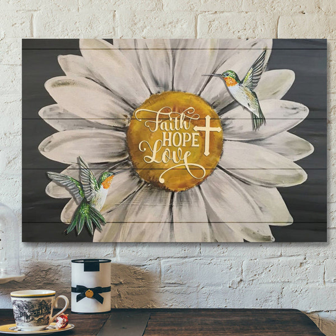 Bible Verse Canvas - Faith Hope Love Hummingbird Sunflower Canvas - Scripture Canvas Wall Art