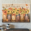 Bible Verse Canvas - Autumn Sunflower - God Says You Are Canvas Wall Art