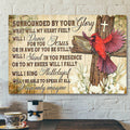 Bible Verse Canvas - Surrounded By Your Glory Jesus Cross Cardinal - Scripture Canvas Wall Art