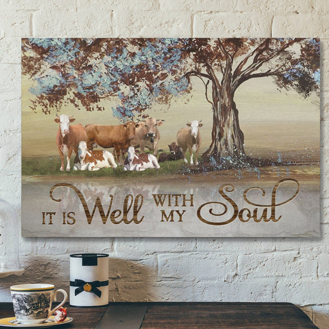 Bible Verse Canvas - It Is Well With My Soul Farmhouse Style Wall Art Canvas - Scripture Canvas Wall Art