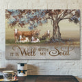 Bible Verse Canvas - It Is Well With My Soul Farmhouse Style Wall Art Canvas - Scripture Canvas Wall Art