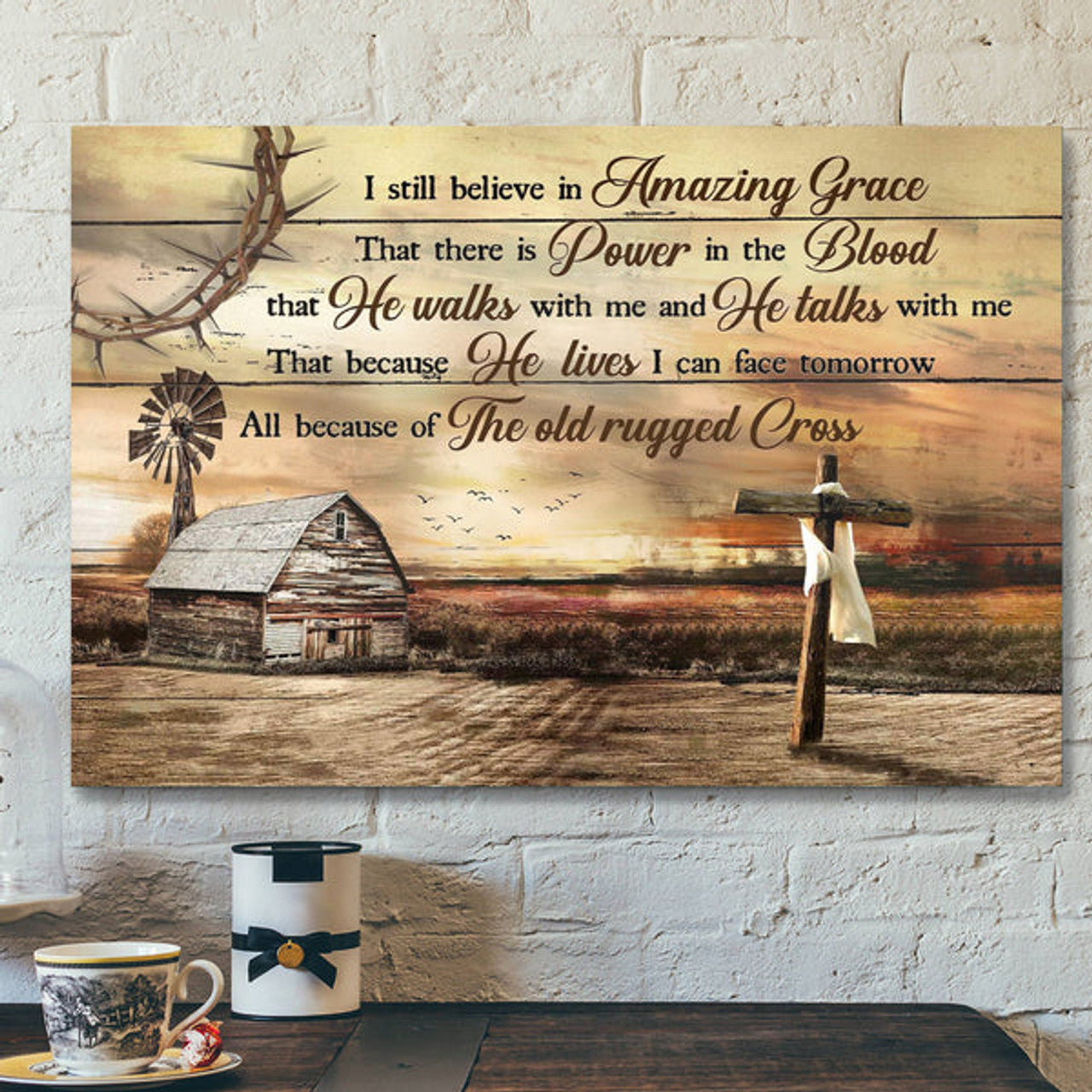 Farm Sunset - I Still Believe In Amazing Grace - Bible Verse Canvas - Scripture Canvas Wall Art