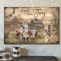 Cow On The Farm - Today I Choose Joy Canvas Wall Art - Bible Verse Canvas - Scripture Canvas Wall Art
