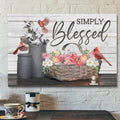 Bible Verse Canvas - Simply Blessed Hummingbird Flowers Wall Art Canvas - Scripture Canvas Wall Art