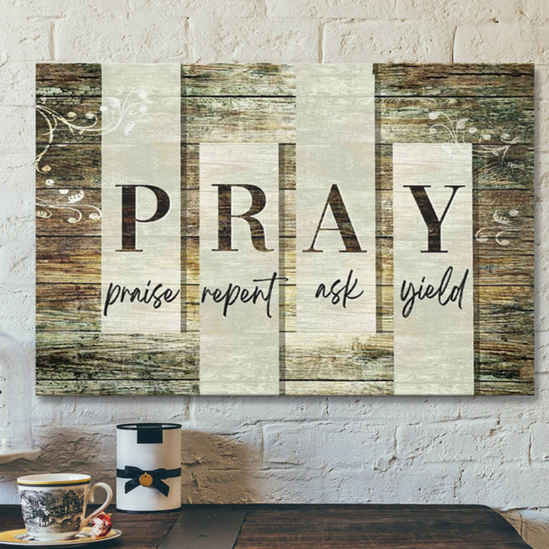 Bible Verse Canvas - Pray Praise Repent Ask Yield Canvas Print - Scripture Canvas Wall Art