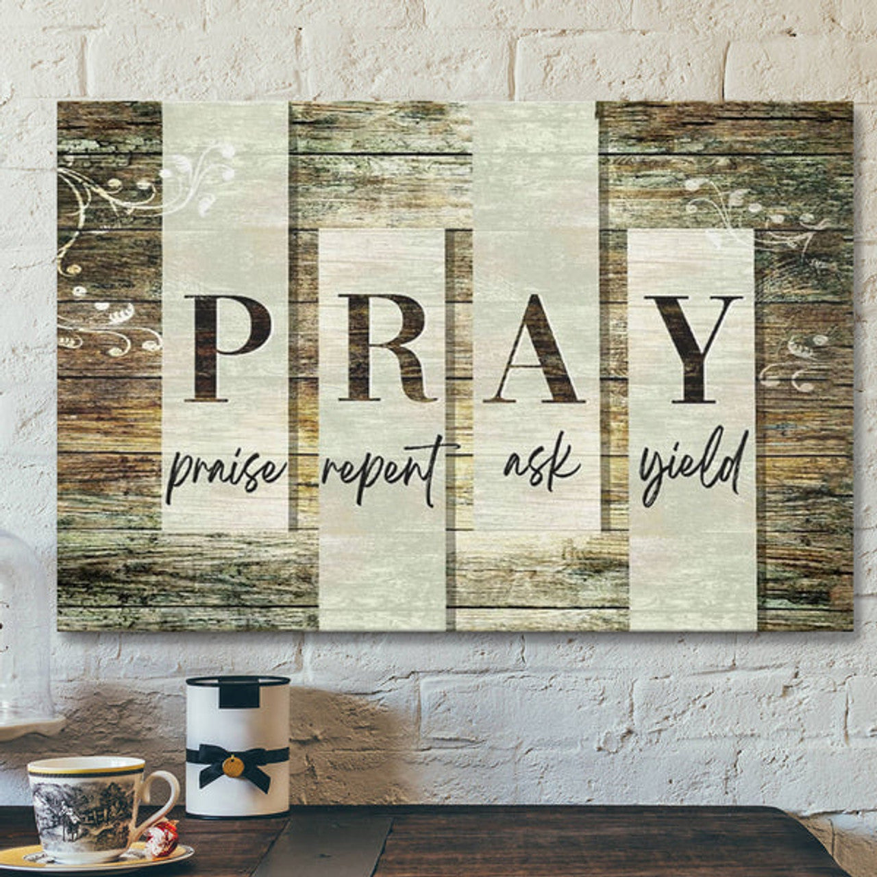 Bible Verse Canvas - Pray Praise Repent Ask Yield Canvas Print - Scripture Canvas Wall Art