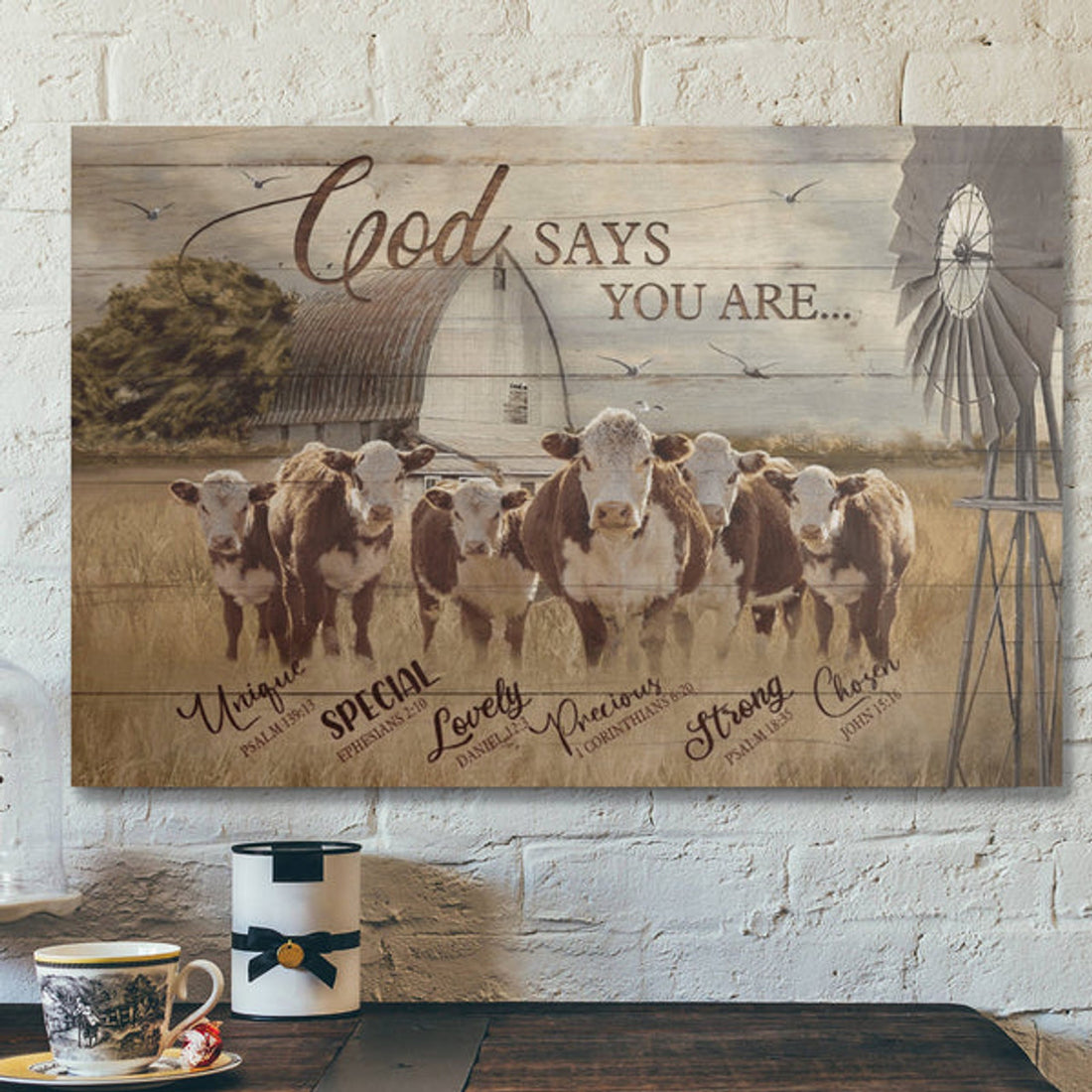 Bible Verse Wall Art Canvas - Cows - God Says You Are 2 Canvas