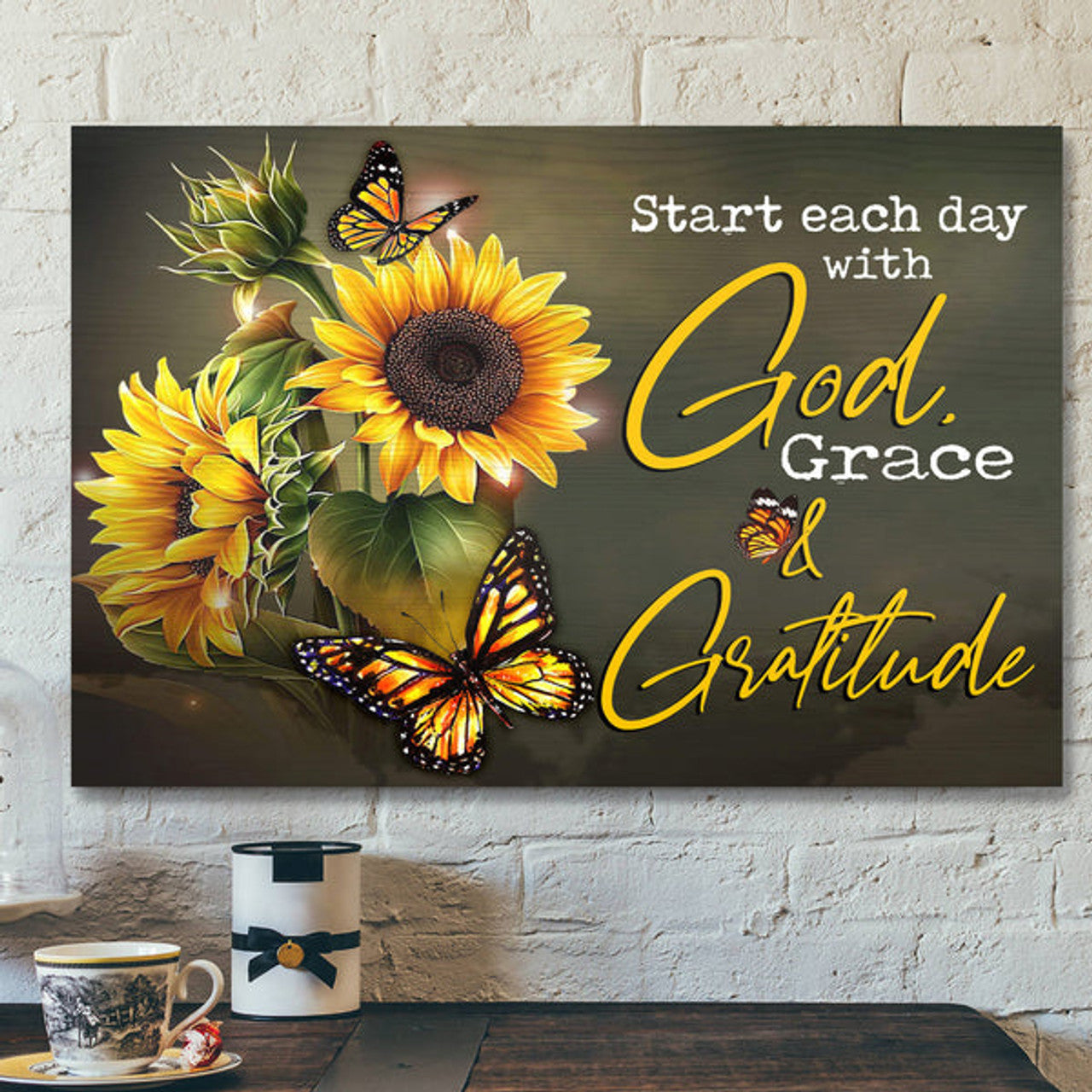 Butterfly – God Grace and Gratitude - Bible Verse Canvas - Scripture Canvas Wall Art