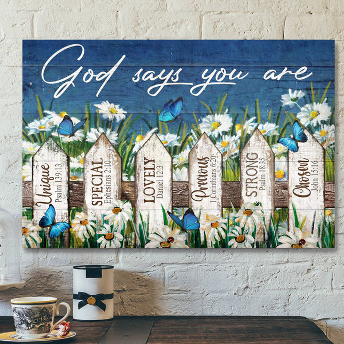 Beautiful Daisy Garden - God Says You Are Canvas Wall Art - Bible Verse Canvas - Scripture Canvas Wall Ar