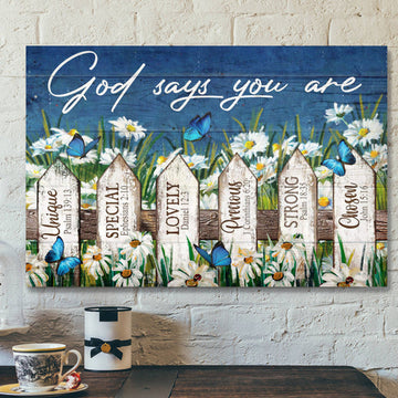 Beautiful Daisy Garden - God Says You Are Canvas Wall Art - Bible Verse Canvas - Scripture Canvas Wall Ar