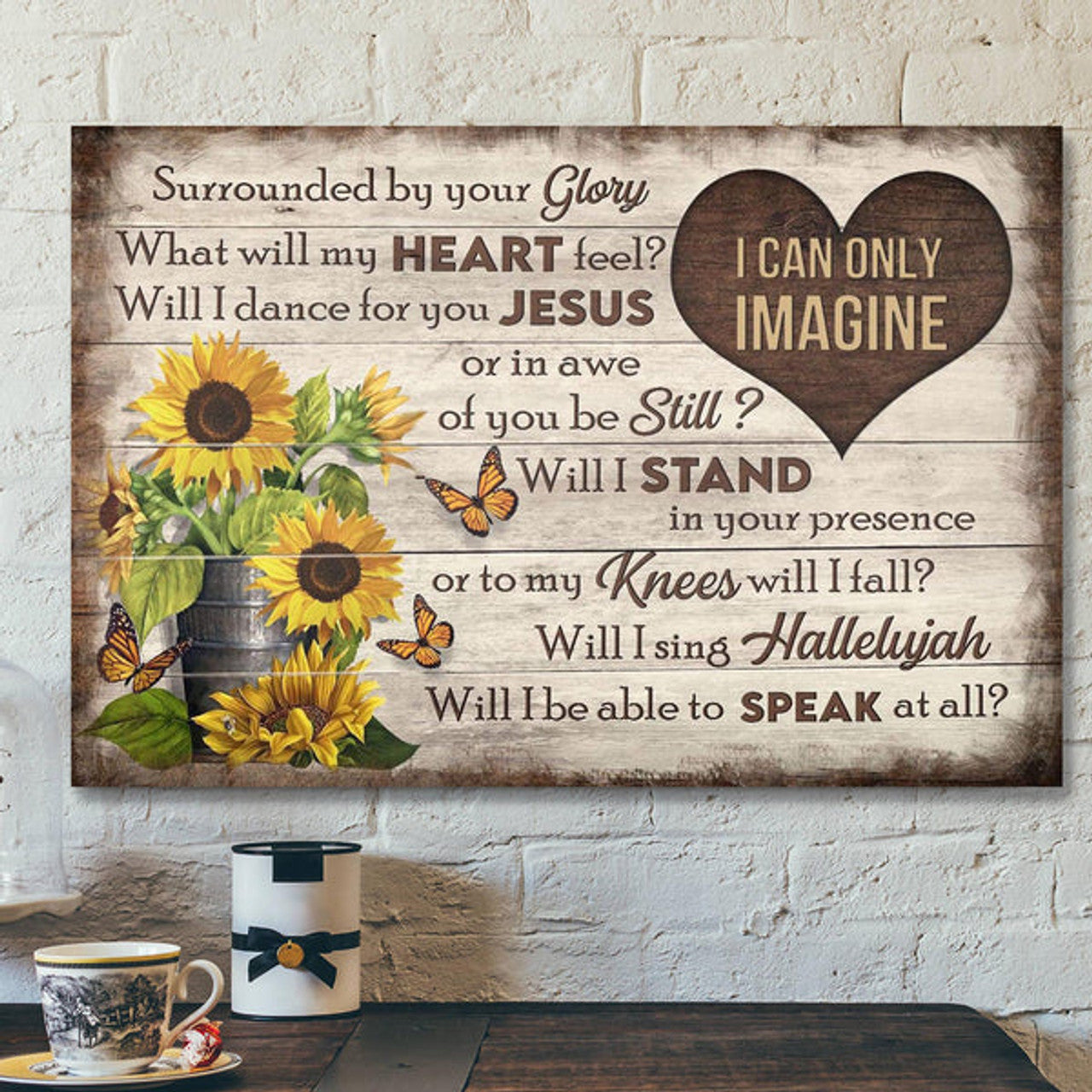Butterfly And Sunflower - I Can Only Imagine Canvas Wall Art - Bible Verse Canvas