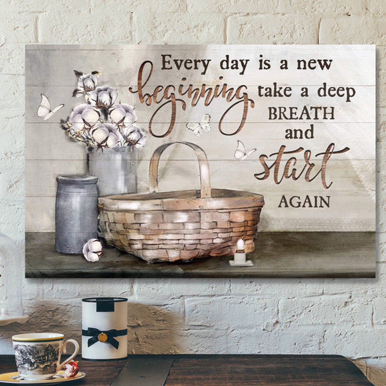 Little Basket - Every Day Is A New Beginning Canvas Wall Art - Bible Verse Canvas - Scripture Canvas Wall Art