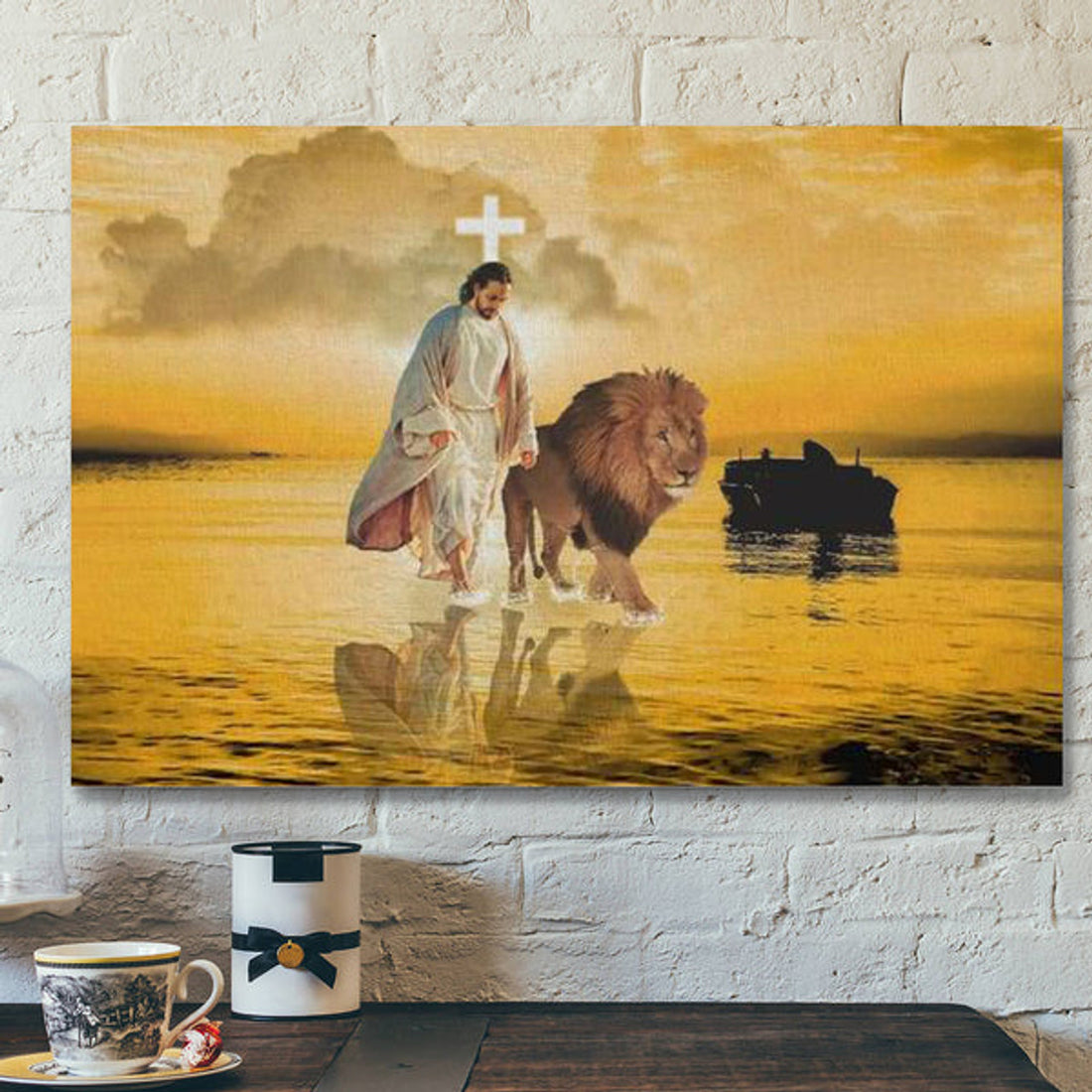 Jesus Walks On Water Canvas Wall Art - The Lion Of Judah - Religious Canvas Poster - Scripture Canvas Wall Art