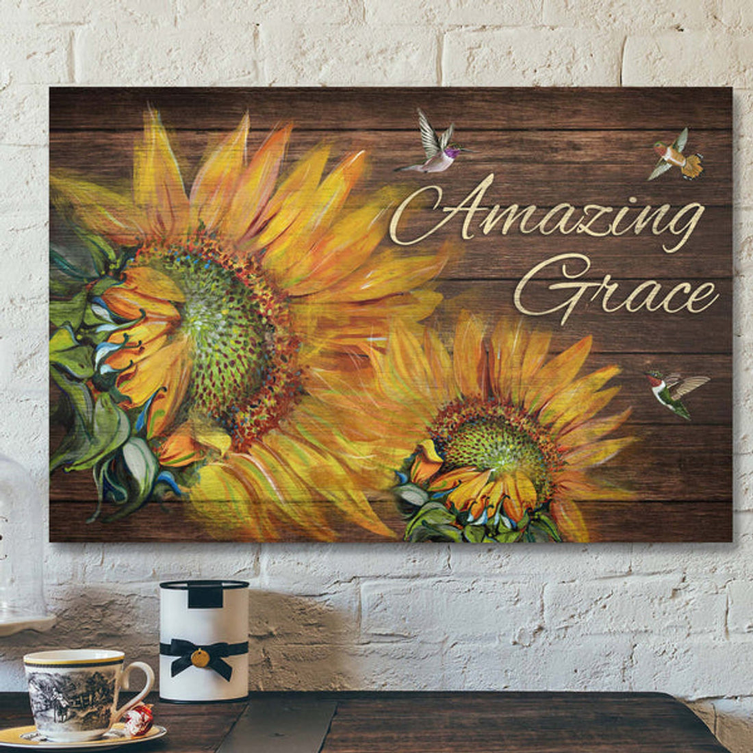 Sunflowers - Amazing Grace Canvas Wall Art - Bible Verse Canvas - Scripture Canvas Wall Art