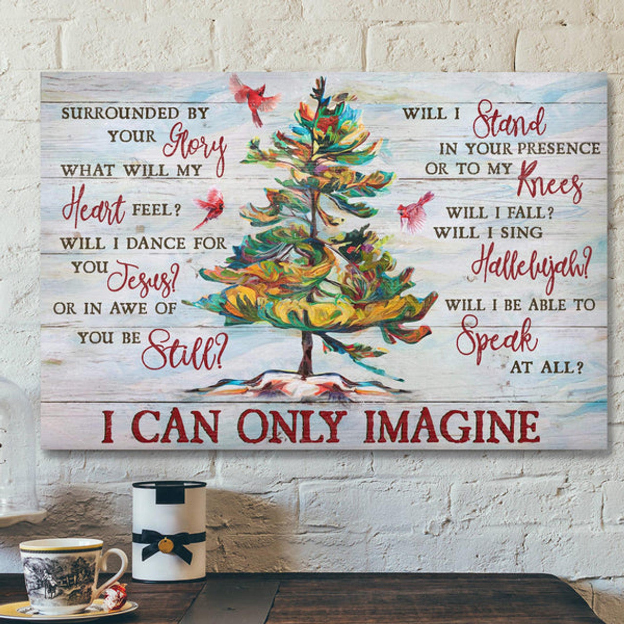 Bible Verse Canvas - Cardinal And Stunning Tree - I Can Only Imagine Canvas Wall Art - Scripture Canvas Wall Art